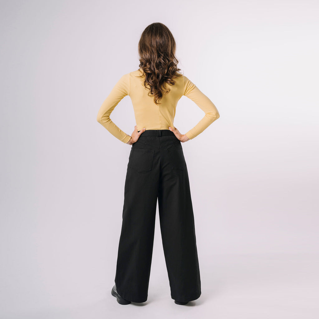 Široké gabardénové kalhoty