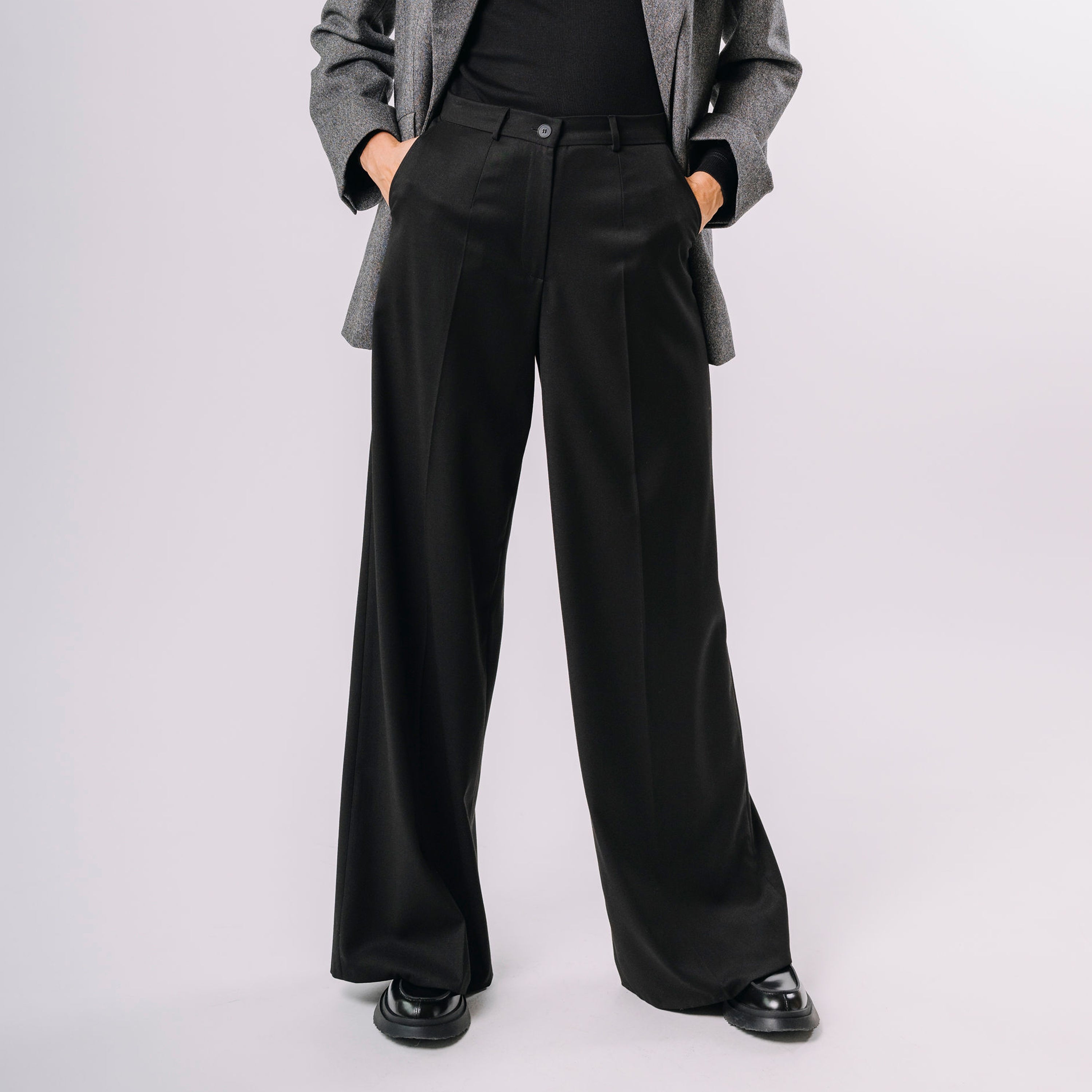 Široké vlněné kalhoty