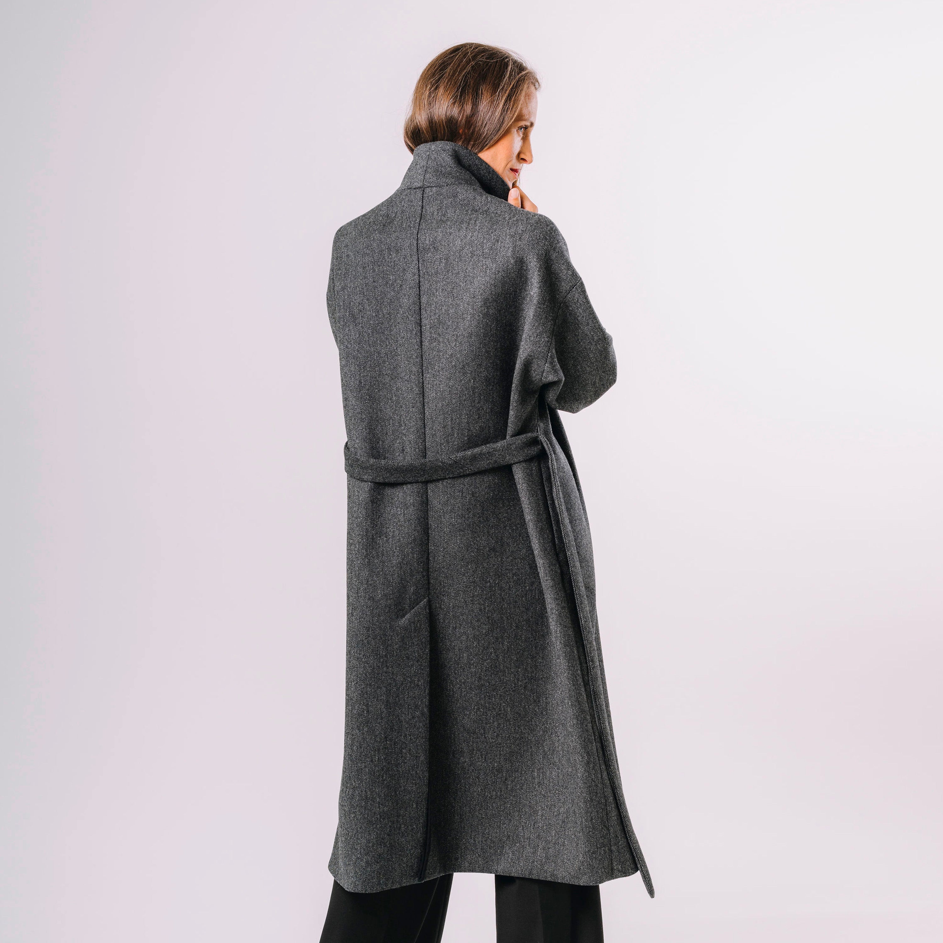 Kimono kabát tvíd tmavý