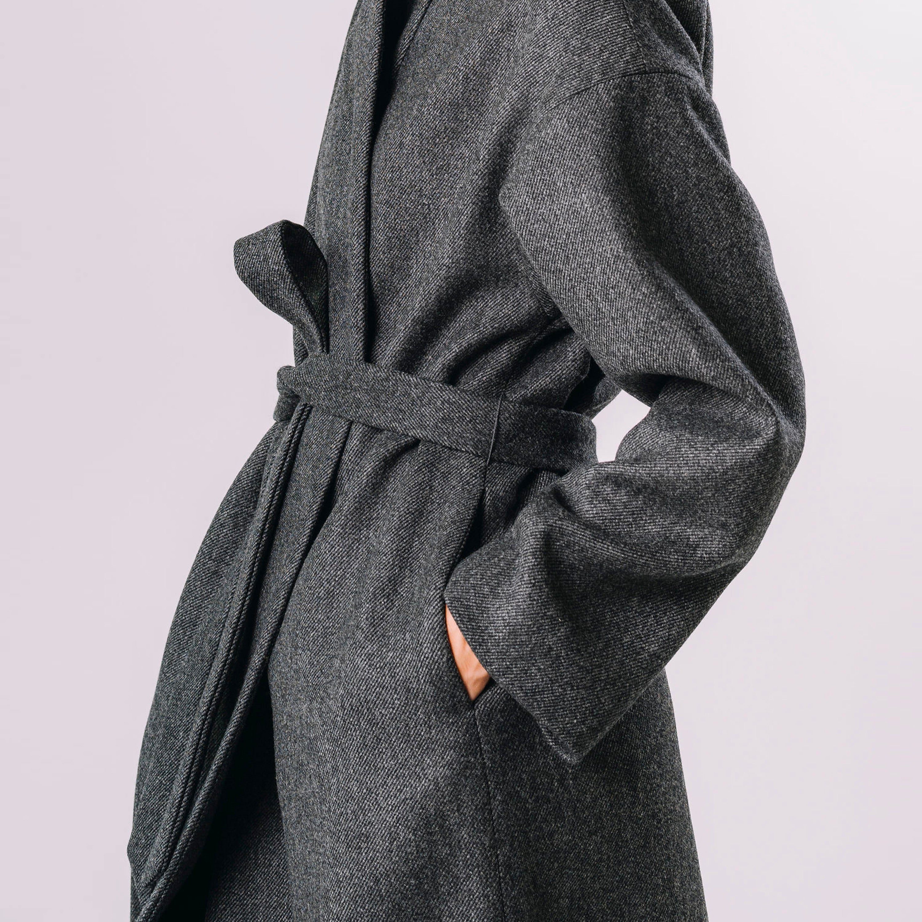 Kimono kabát tvíd tmavý