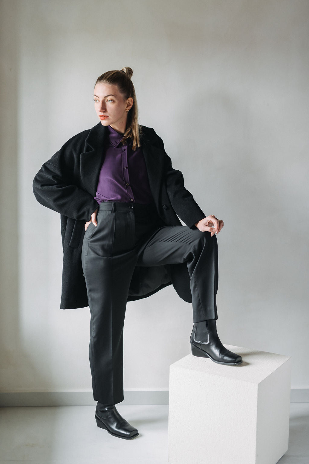 Rovné vlněné kalhoty