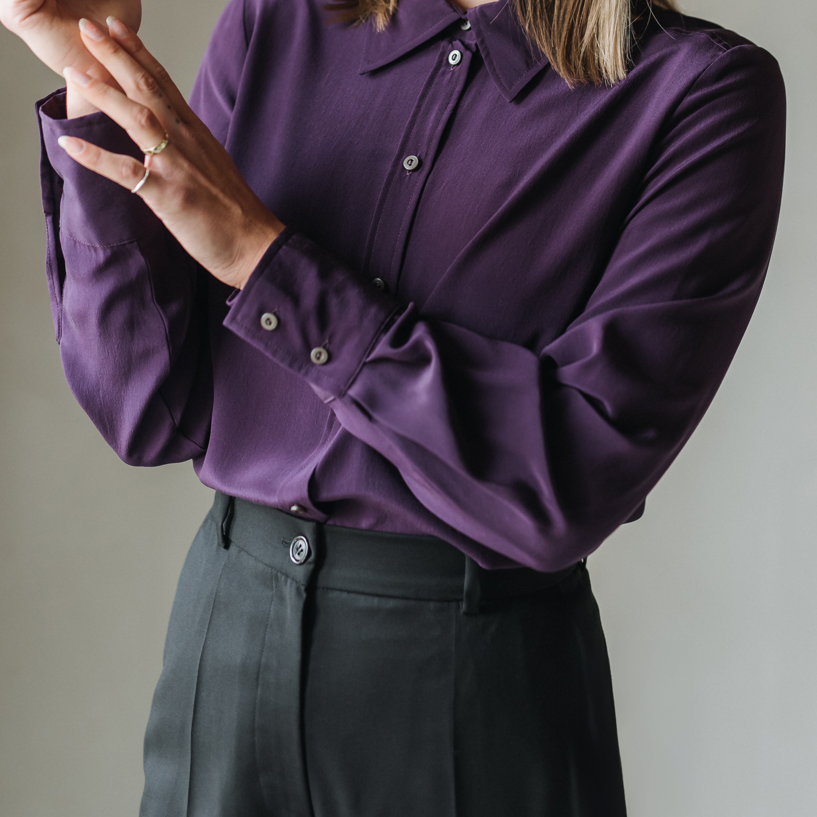 Rovné vlněné kalhoty